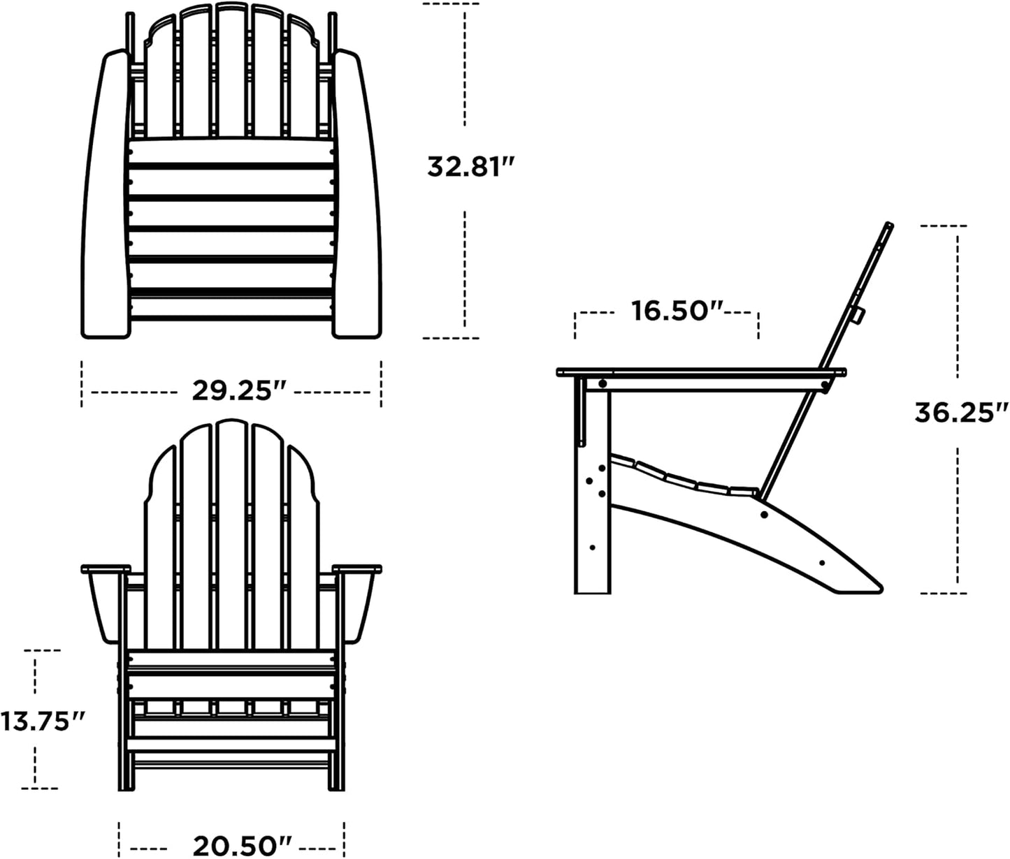 Polywood Vineyard Adirondack Chair, White