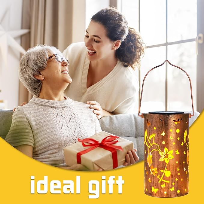 Mothers Day Gifts, 2 Pack Hummingbirds Solar Lanterns Outdoor Hanging Lantern Lights, Waterproof LED Garden Decorative Light for Patio Yard Pathway Lawn Front Porch Tree