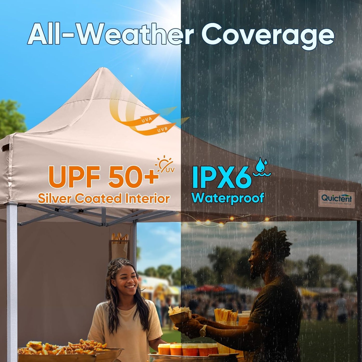 Quictent 10x10 Heavy Duty Pop Up Canopy Tent- Easy up Outdoor Commercial Canopies, Waterproof, 11ft Interior Height, Easy Setup, Includes Sand Weight Bags and Wheeled Carry Bag