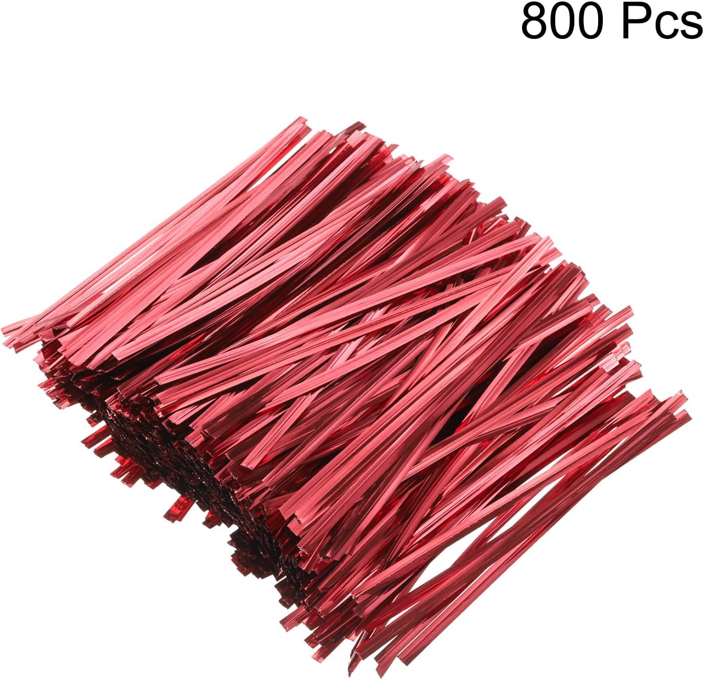 HARFINGTON 800pcs Bag Twist Ties 4.7" Reusable Plastic Metallic Twist Ties Wire Cable Ties for Party Bread Candy Cake, Red