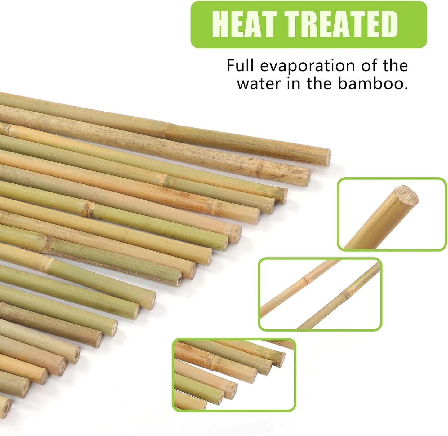 Natural Bamboo Poles, 2 Feet Bamboo Sticks for Plants, Wood Garden Stakes for Tomato, Bean, Flowers, Trees Potted and Climbing Plants, 25 Pack