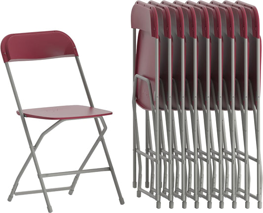 Hercules Series Plastic Folding Chair Red - 10 Pack 650LB Weight Capacity Comfortable Event Chair-Lightweight Folding Chair