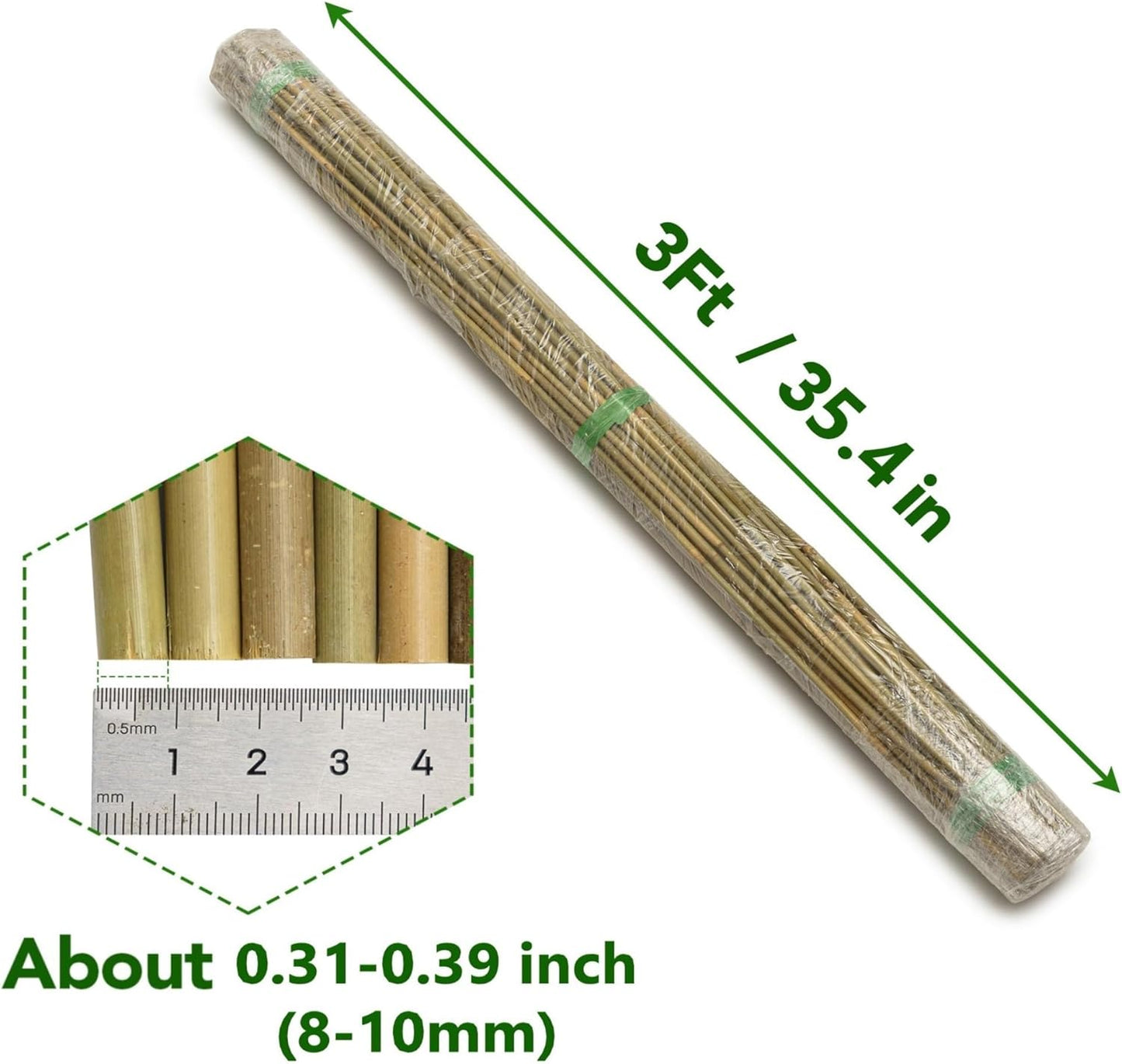 70 Pcs Bamboo Stakes, 3 Feet Natural Bamboo Garden Stakes for Plant, Garden Bamboo Plant Sticks for Plants Support, Tomato, Beans, Vegetable and Climbing Plants