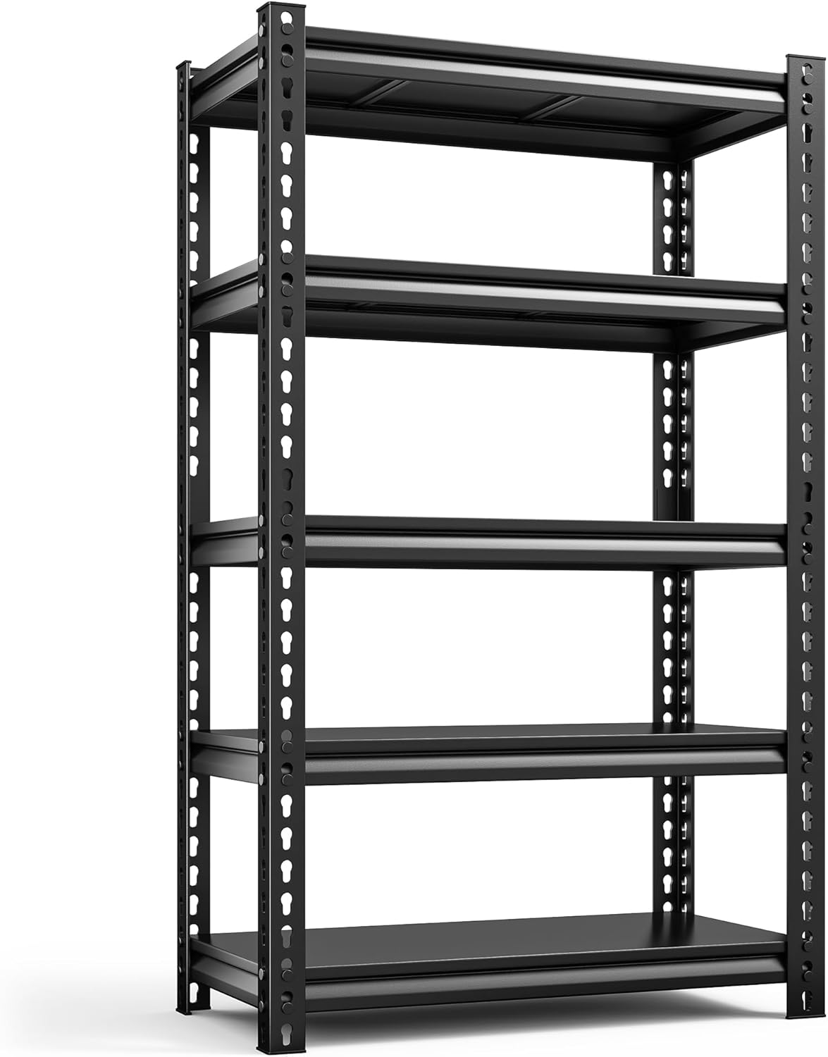 REIBII Storage Shelves, 2000LBS Garage Shelving Heavy Duty, 5 Tier Adjustable Metal Shelving for Garage, Warehouse, Pantry, Kitchen, Basement, 12" D x 27.5" W x 60" H, Black