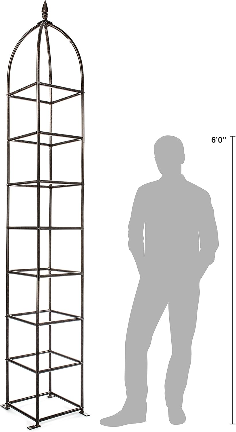 H Potter Trellis Obelisk for Climbing Garden Plants Weather Resistant Iron and Metal Vertical Yard Art GAR470