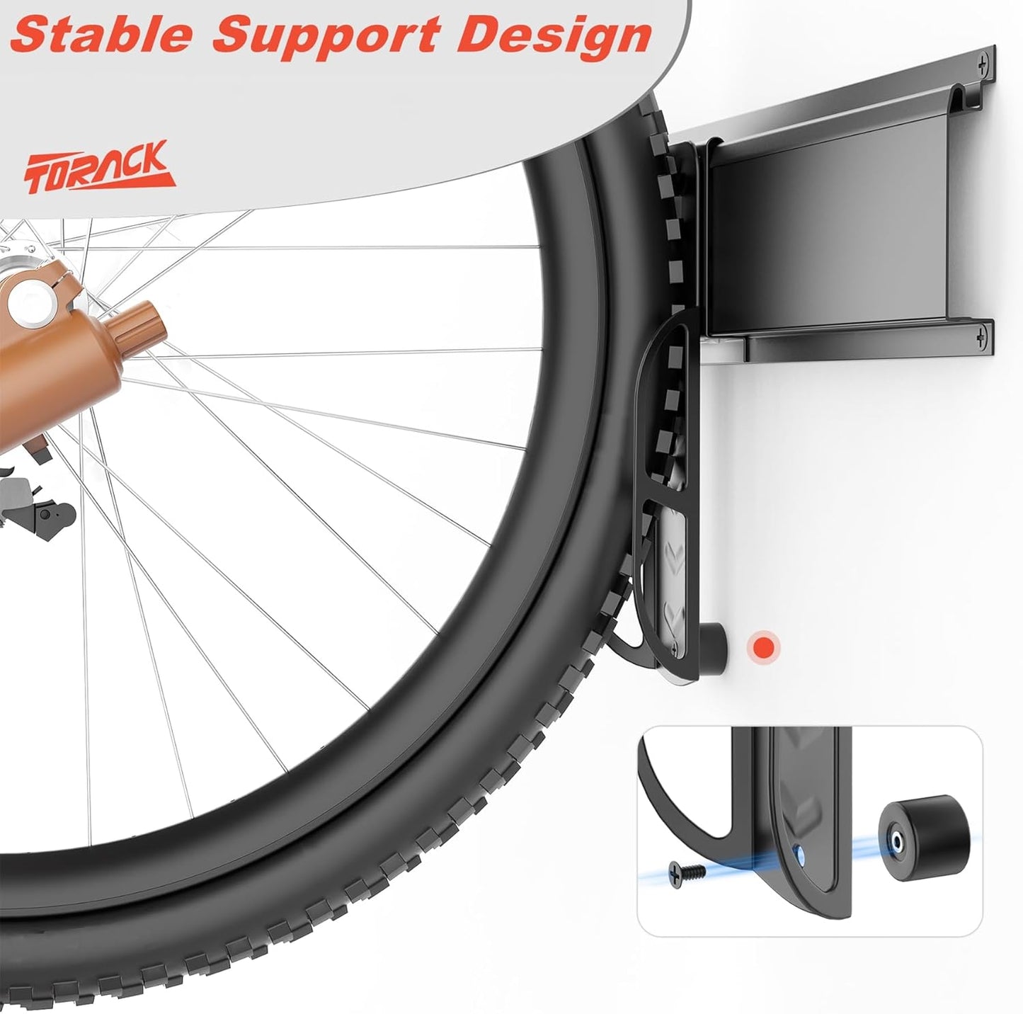 TORACK Wall-Mounted Swivel Bike Rack, Garage Vertical Bike Hangers for 3 Bikes and 3 Helmets Rotating Bike Storage Hooks Holds Up to 300 lbs