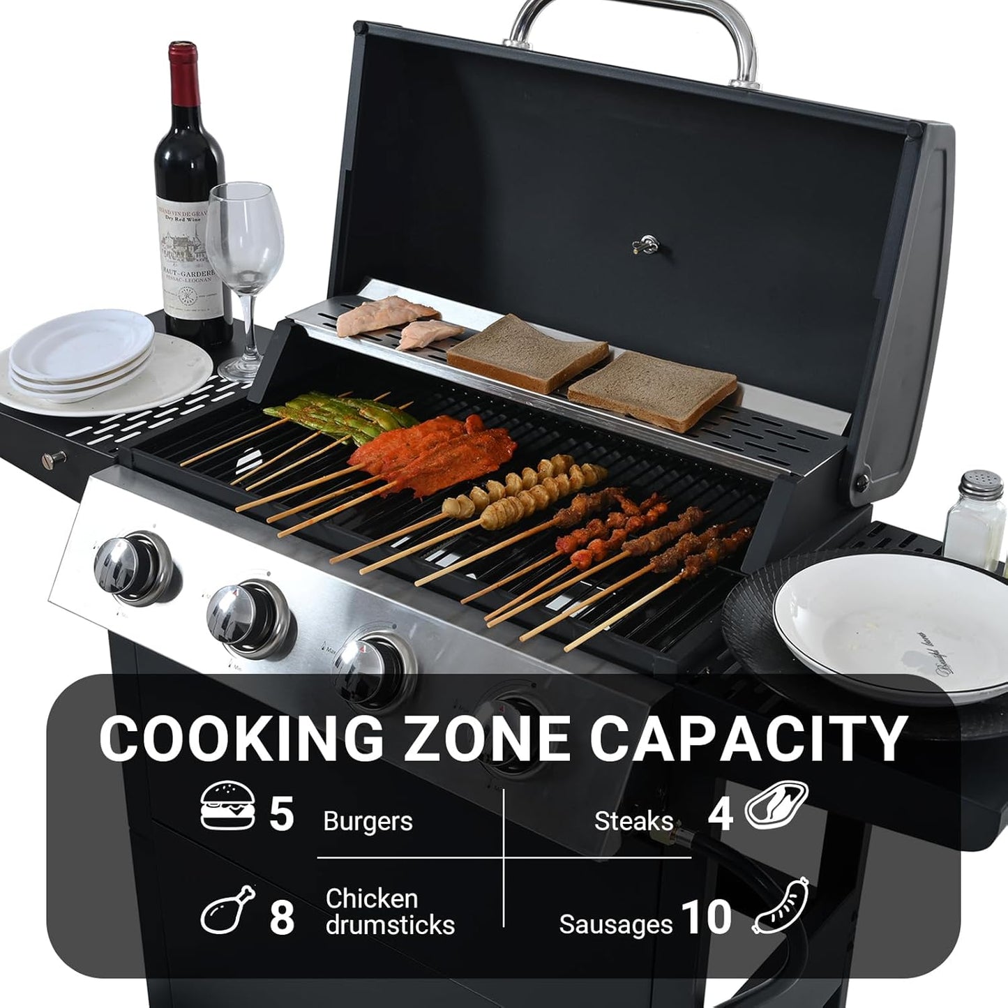 Endark4-burner| 34,000 BTU multi-purpose stainless steel grill | Suitable for outdoor cooking, patio, backyard, barbecue and camping | suitable for grilling, frying, pizza