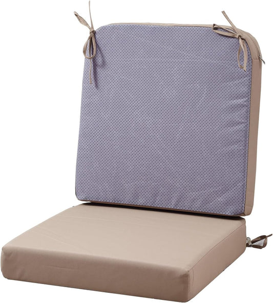 19 x 19 Inch Outdoor Seat Cushions for Patio Furniture with Non Slip and Ties Waterproof & UV Resistant Round Corner Outdoor Chair Cushions Replacement Set of 2, Khaki