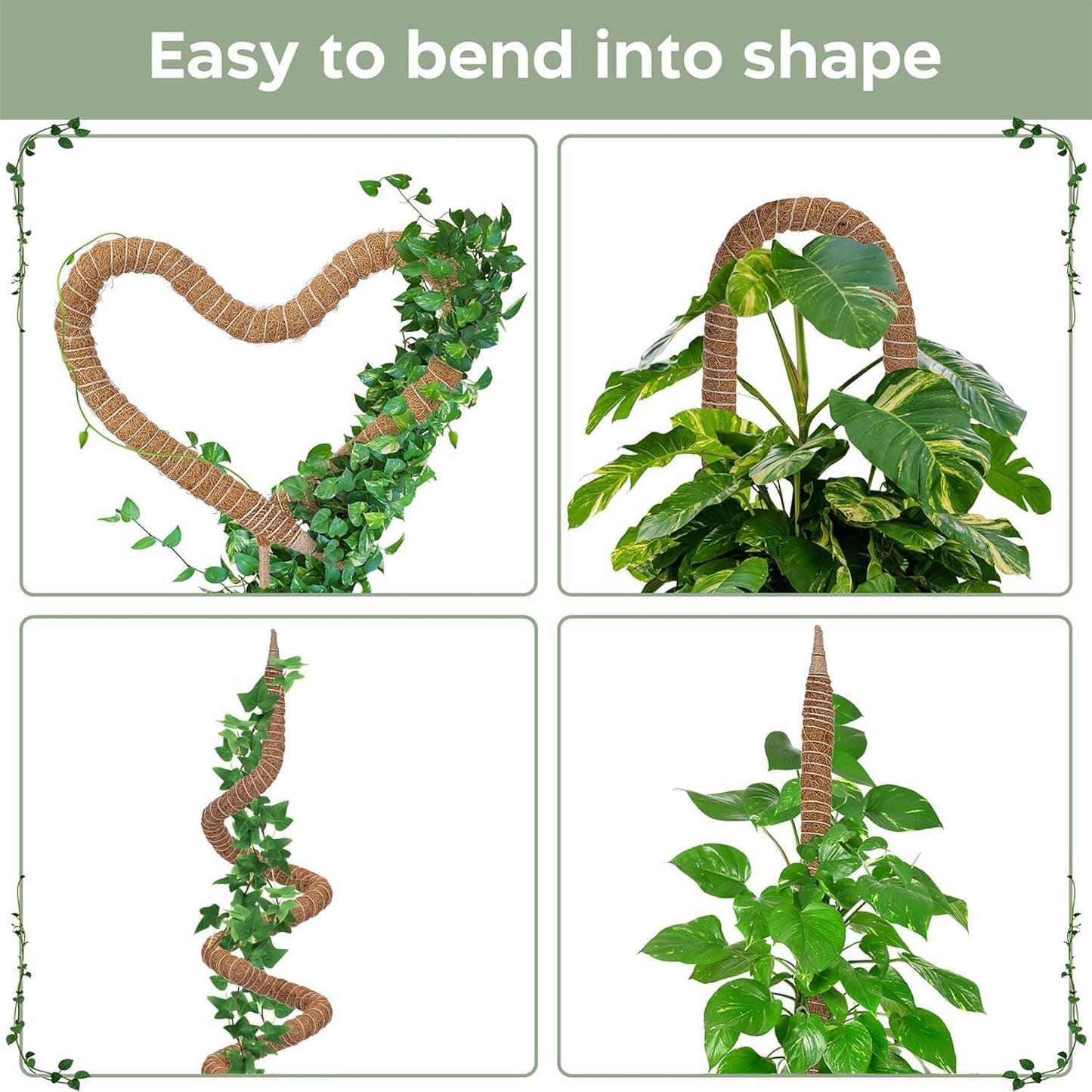 63'' Bendable Moss Pole Monstera Plant Support for Large Climbing Indoor Plants - Stakes for Potted Climbers - Tall Sticks Indoor Trellis for Houseplants - Accessories for Monstera Pot