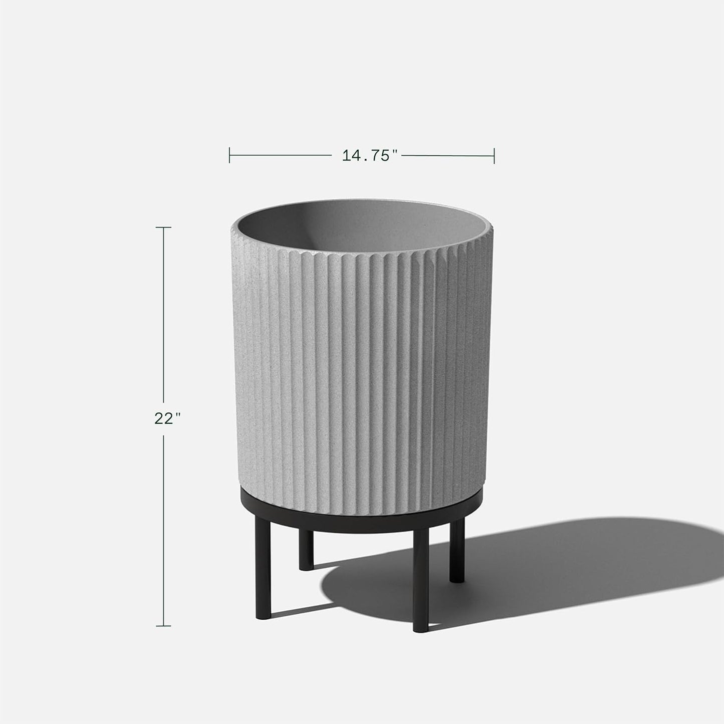 Veradek Demi Series Round Planter w/ Stand for Porch/Patio | Durable Plastic-Concrete & Wooden Stand | Modern Décor for Tall Plants, Flowers