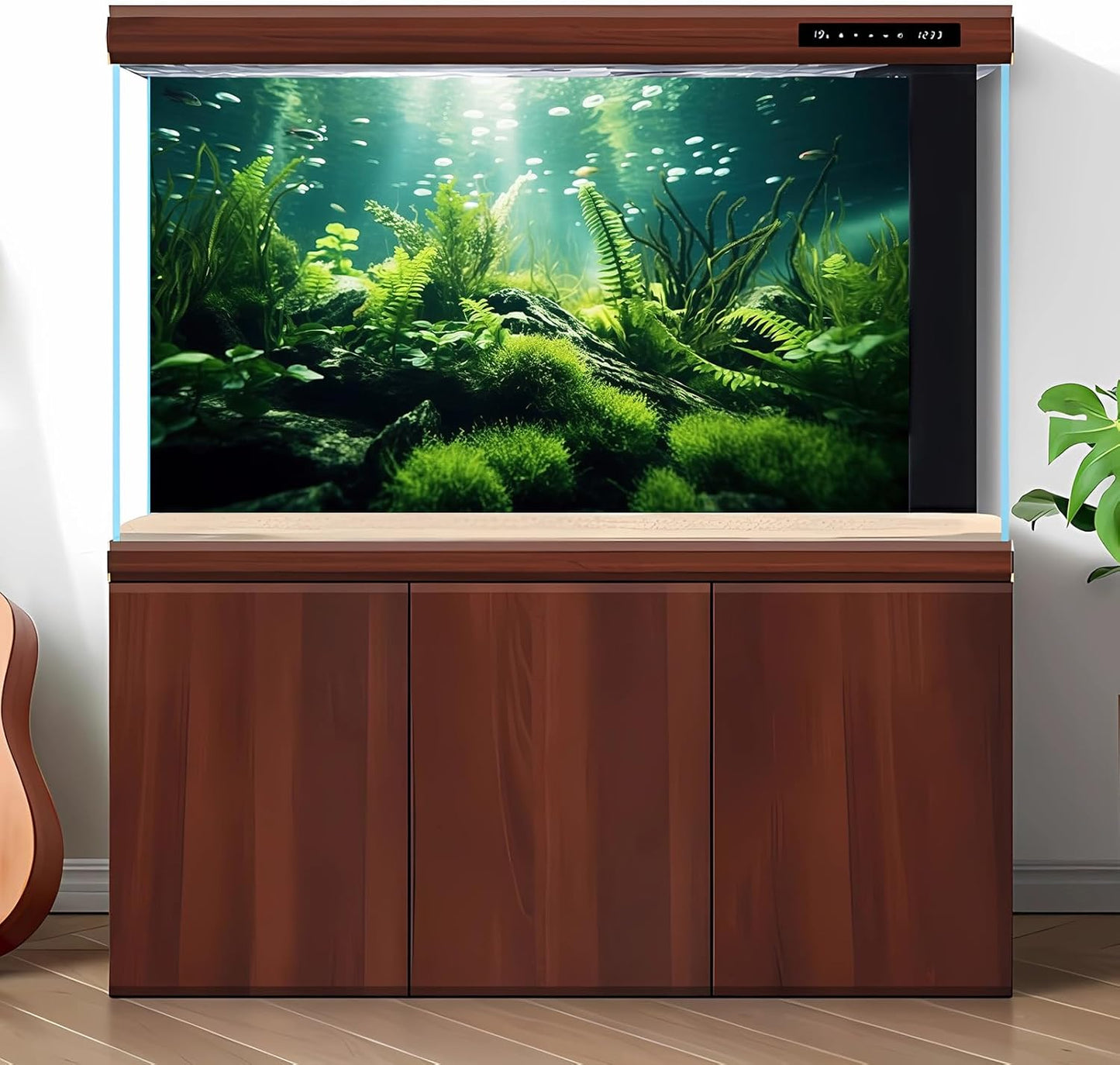 Underwater Fish Tank Background Under The Sea Aquatic Plants Aquarium Background Ocean Floor Rock Terrarium Backgrounds Tropical Fish Green Seaweeds Aquarium Backgrounds for Fish Tank Decor 24x16in