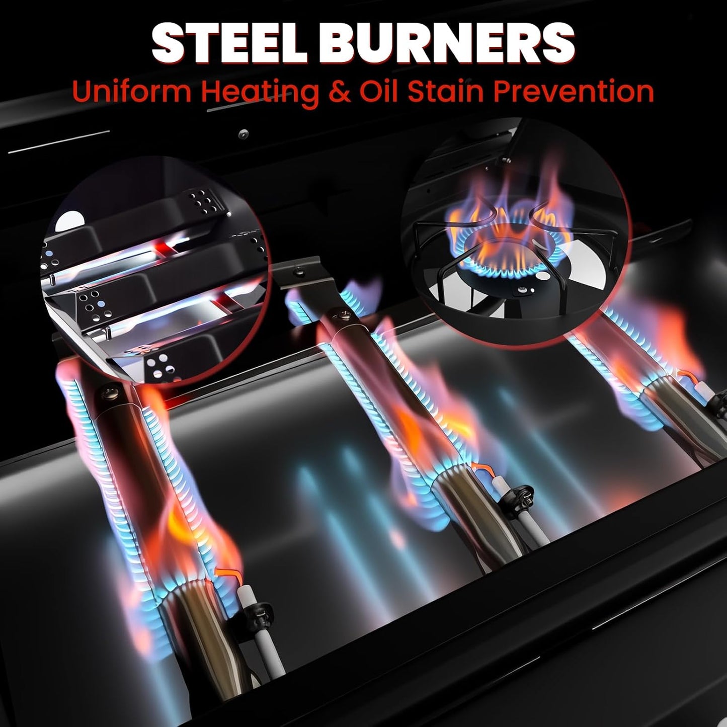 Q042-3-Burner w/Side Burner Gas Grill with 241 SQ.IN. Outdoor Grill with 36,000 BTU,Propane Grills with Top Cover Lid,Grills Outdoor Cooking for Patios,Balcony,Camping,Garden