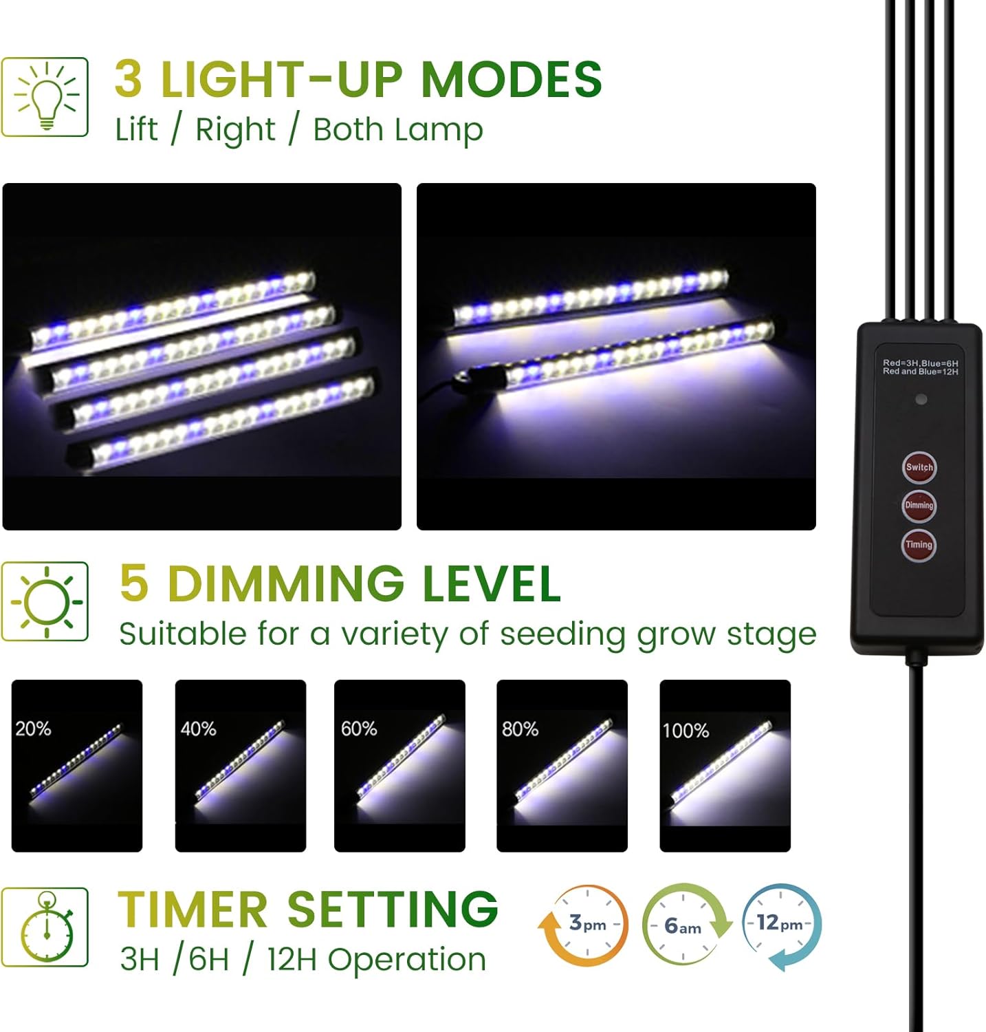 Seed Starter Tray with Grow Light, 2 Pack 80 Cells Smart Timer Seedling Starter Kit with Humidtiy Dome, Plant Seed Germination Kit Planting Seeds