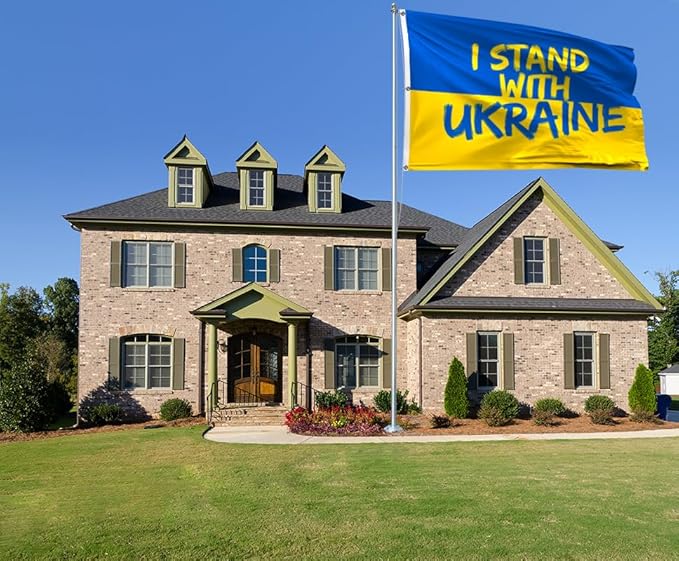 I Stand with Ukraine Flag Extra Large Flag 6x10FT Giant Ukrainian National Polyester Banner With 3 Grommets Fade Resistant Vivid Color For Patriotic Festival Events Party Decoration