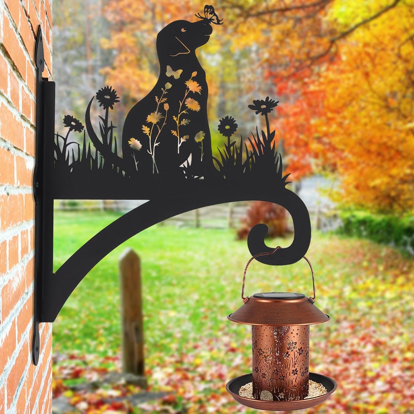 Plant Hangers Outdoor Heavy Duty Iron Decorative Dog Silhouette Plant Hooks for Hanging Baskets 11 inch Hanging Plant Bracket Wall Hooks for Flower Pot Lantern Bird Feeder Wind Chimes