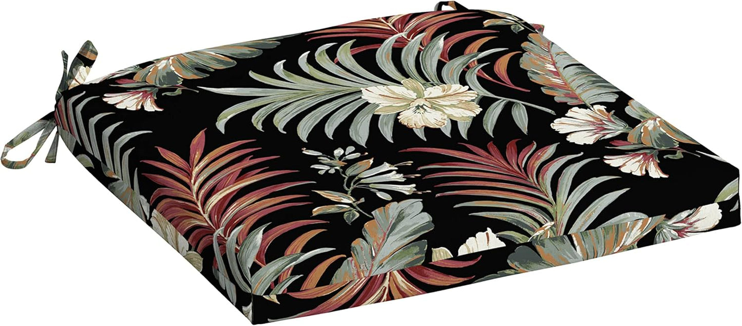 Arden Selections Rocking Chair Cushion, 19 x 18, Rain-Proof, Fade Resistant, Cushions for Rocking and Outdoor Chairs 18 x 19, Simone Black Tropical (Pack of 4)