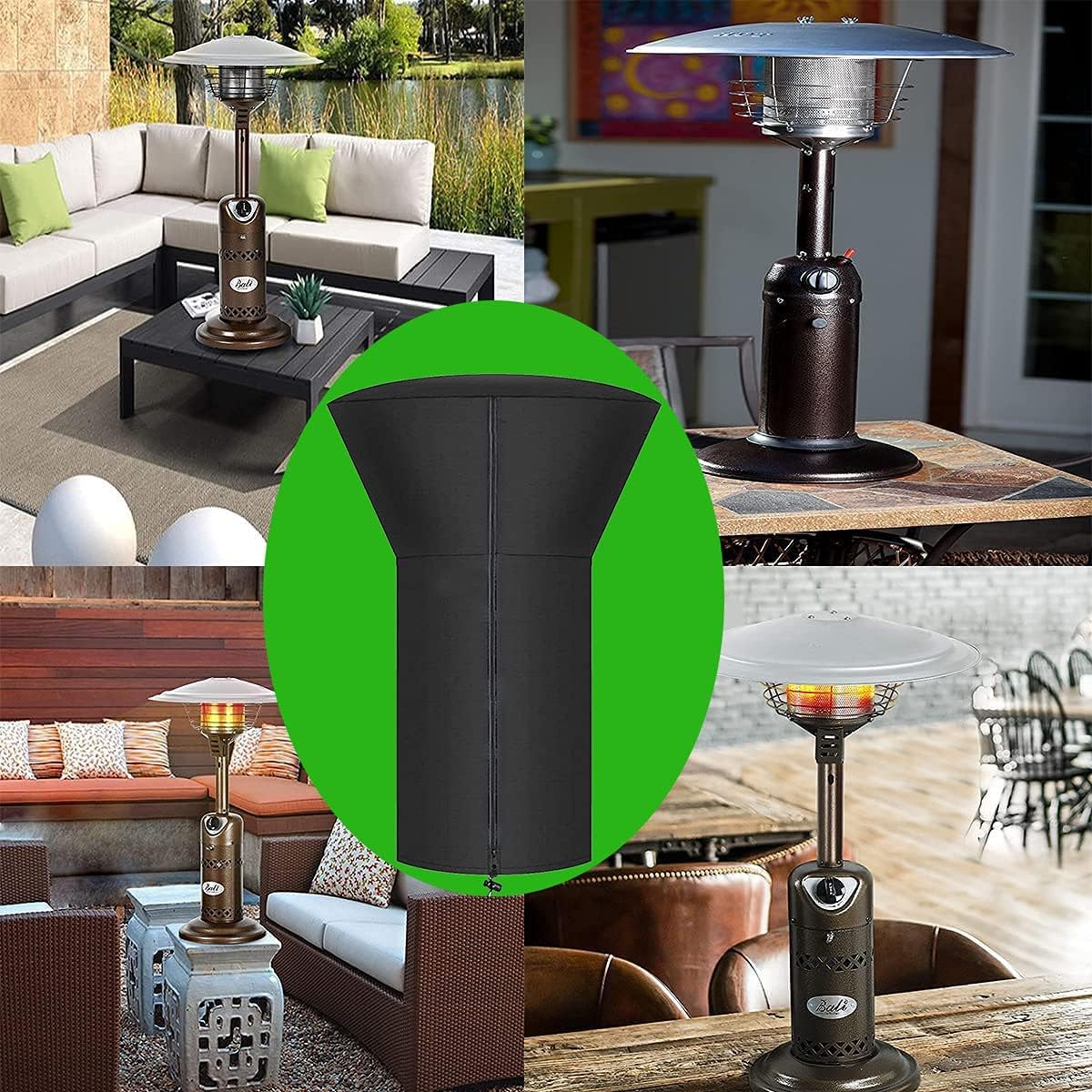 SIRUITON Tabletop Heater Cover Waterproof with Zipper Water-Resistant 22 Inch Round Stand-Up Table Top Patio Heater Cover 420D Black