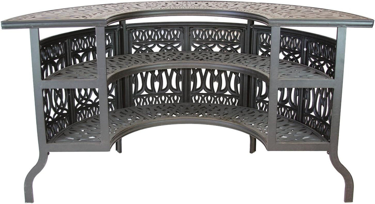 PatioLand Mandalay Patio Cast Aluminum 5pc Party Bar with Half Moon Bar Table - Antique Bronze