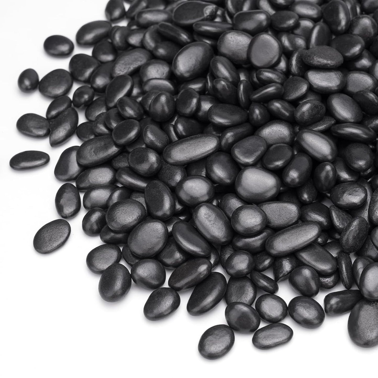 2.5 lbs Black Pebbles for Indoor Plants, Succulent, Bamboo, Vase, 3/8" Plant Rocks for Pots Indoor, Small River Rocks Decorative Pea Gravel, Highly Polished