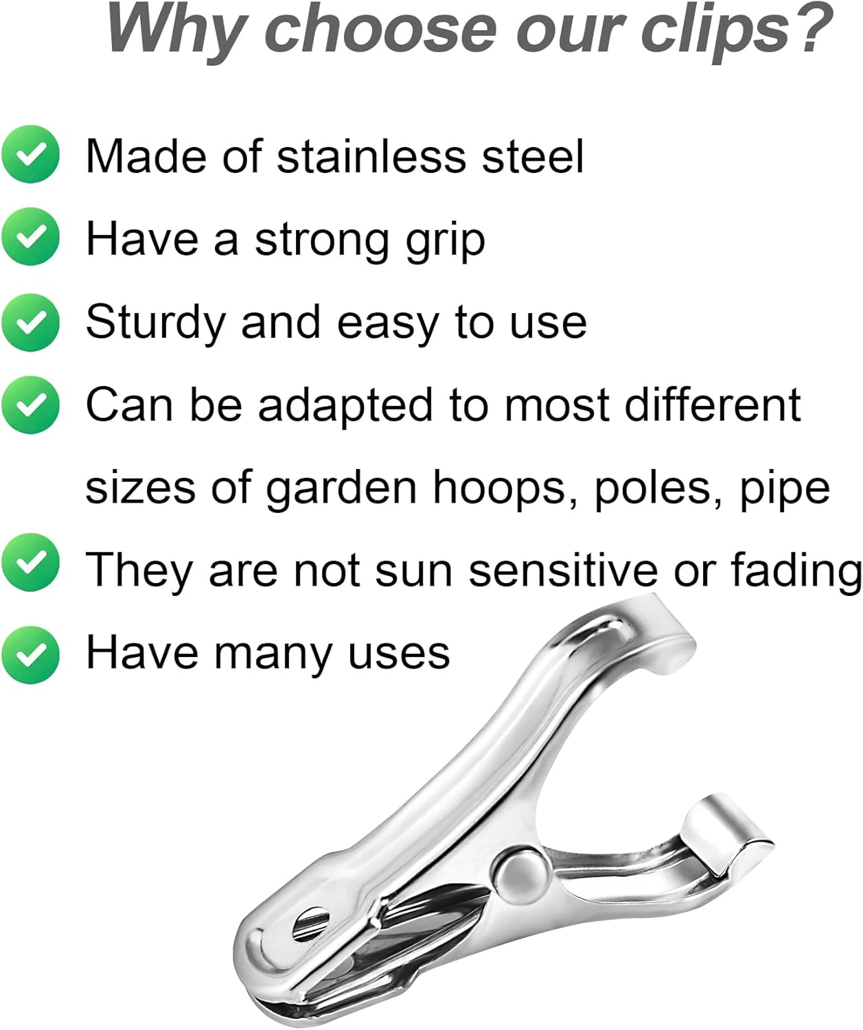 40 PCS Garden Clips, Greenhouse Clamps Made of Stainless Steel, Greenhouse Clips for Netting, Have a Strong Grip to Hold Down the Shade Cloth or Plant Cover on Garden Hoops