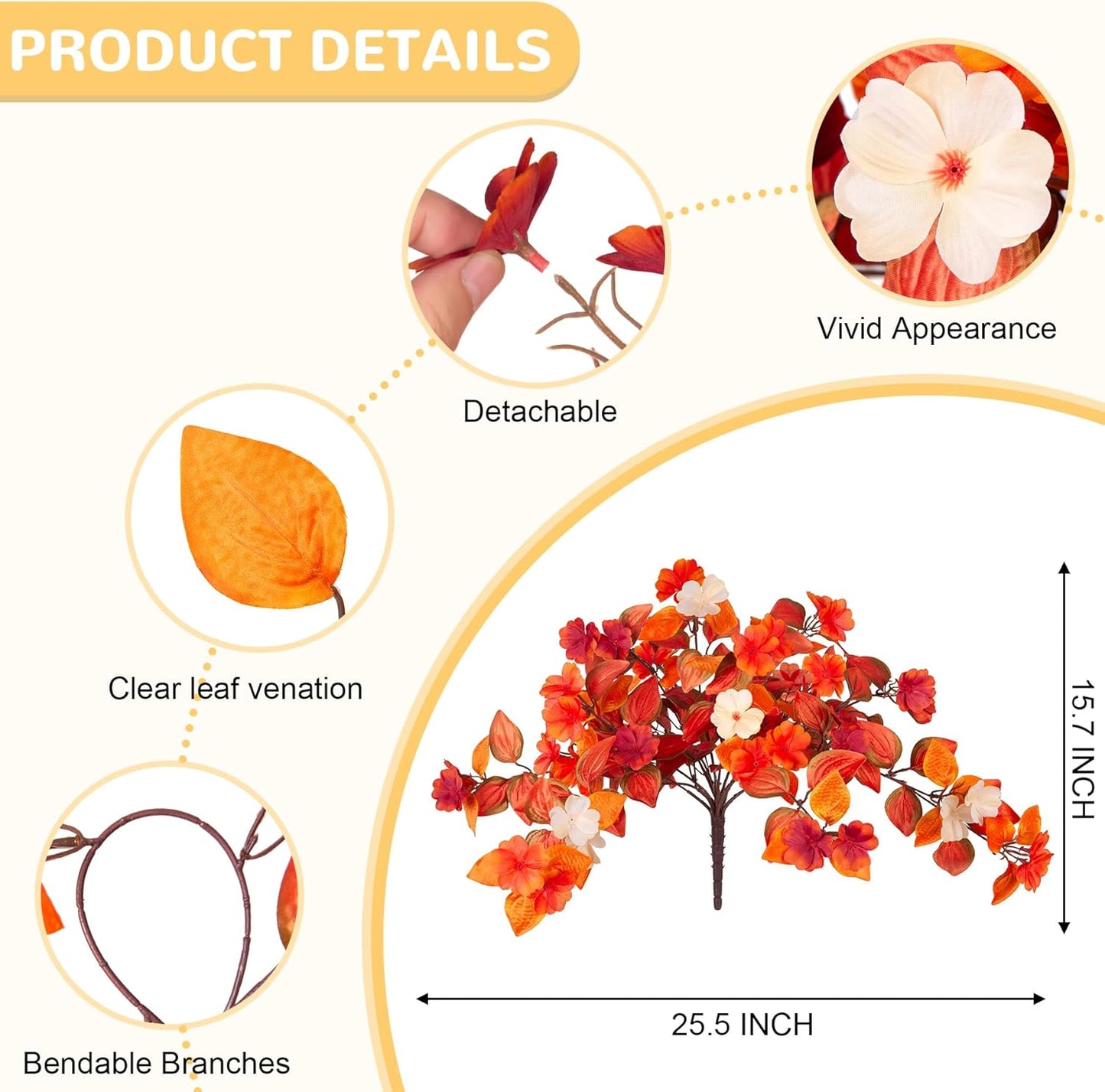 Fake Fall Flowers Artificial for Decoration 2PCS Faux Silk Fall Flowers Plants for Outdoors Outside Planters UV Resistant Looks Real for Front Door Porch Patio Garden Decor