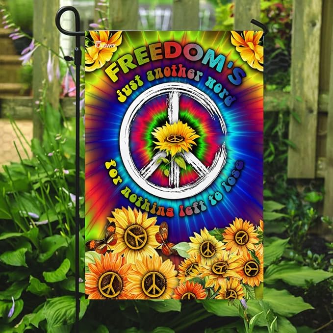 FLAGWIX Sunflower Hippie Peace Flags - Summer Flag Decorations For Home, Outside, House Flag (30 x 40) - USA House Garden Flags, Hippie Peace House Flag, Premium Polyester - Decorative Outdoor Flags