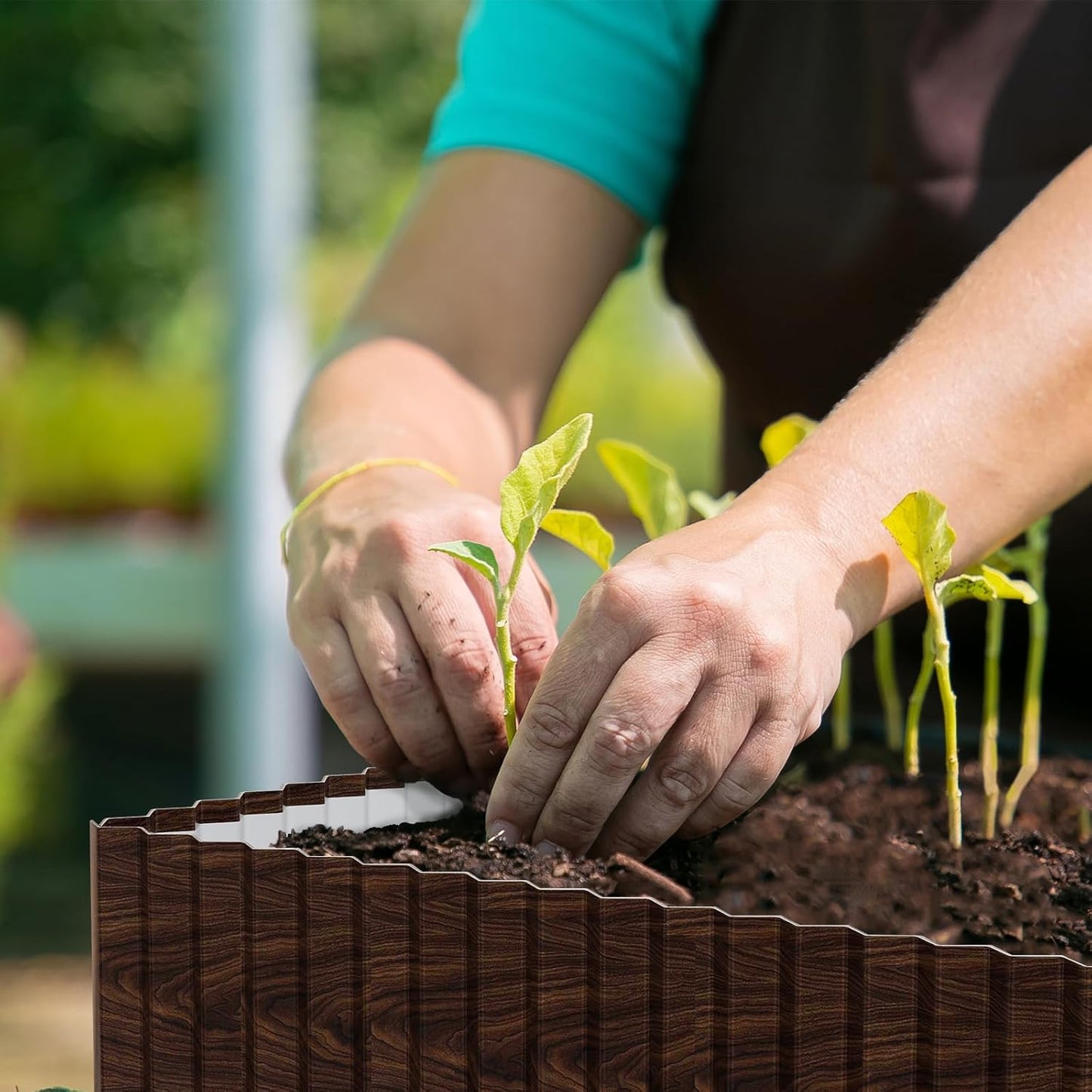 SnugNiture Corrugated Metal Garden Edging,8" x 20' Sturdy Lawn Edging Border,Landscape Edging Border for Lawn, Flower Bed,Garden and Yard(Brown)