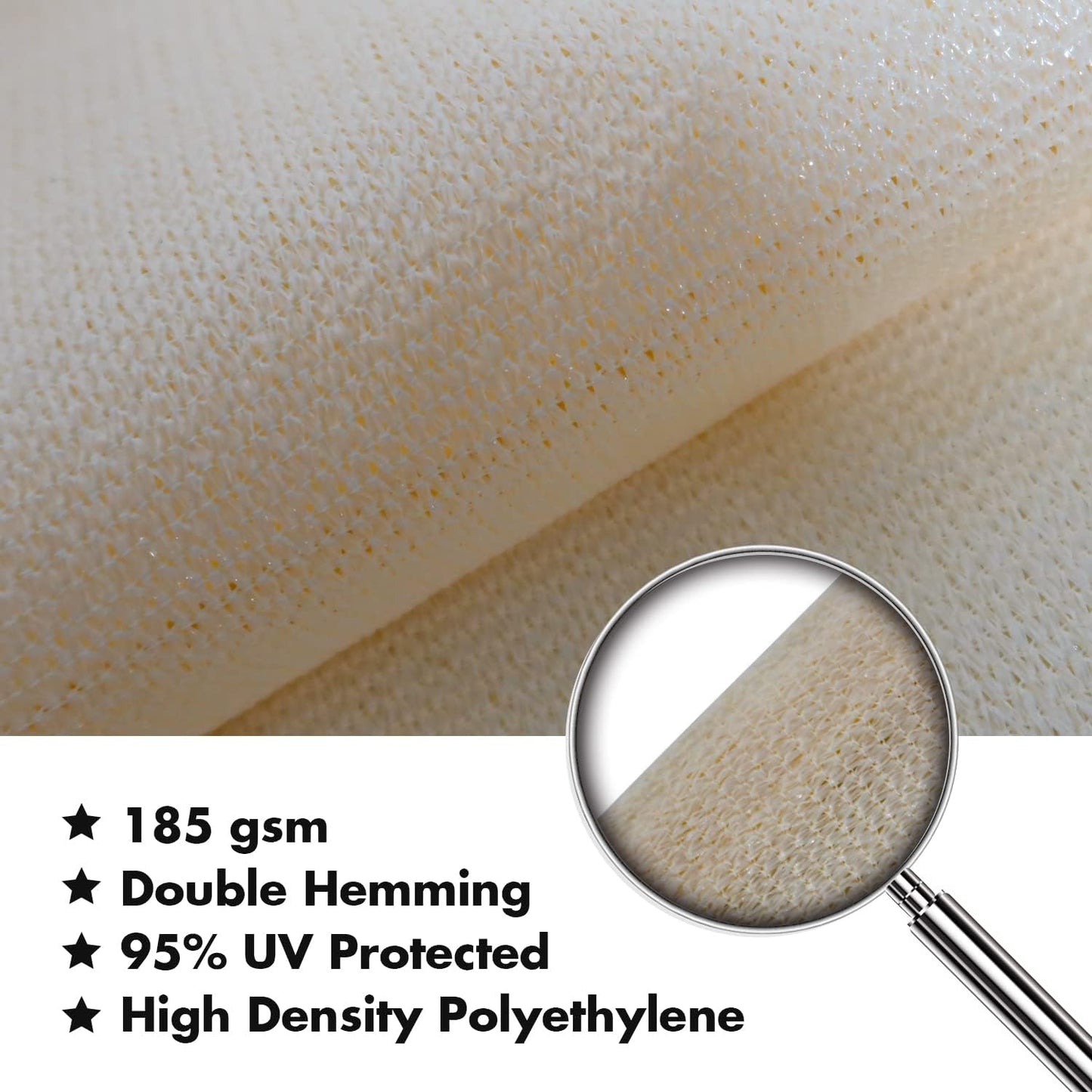 KANAGAWA 6'X6' Cream Custom Size Sun Shade Sail Square UV Block Canopy Cover for Patio Backyard Lawn Garden Outdoor (Customized Available)