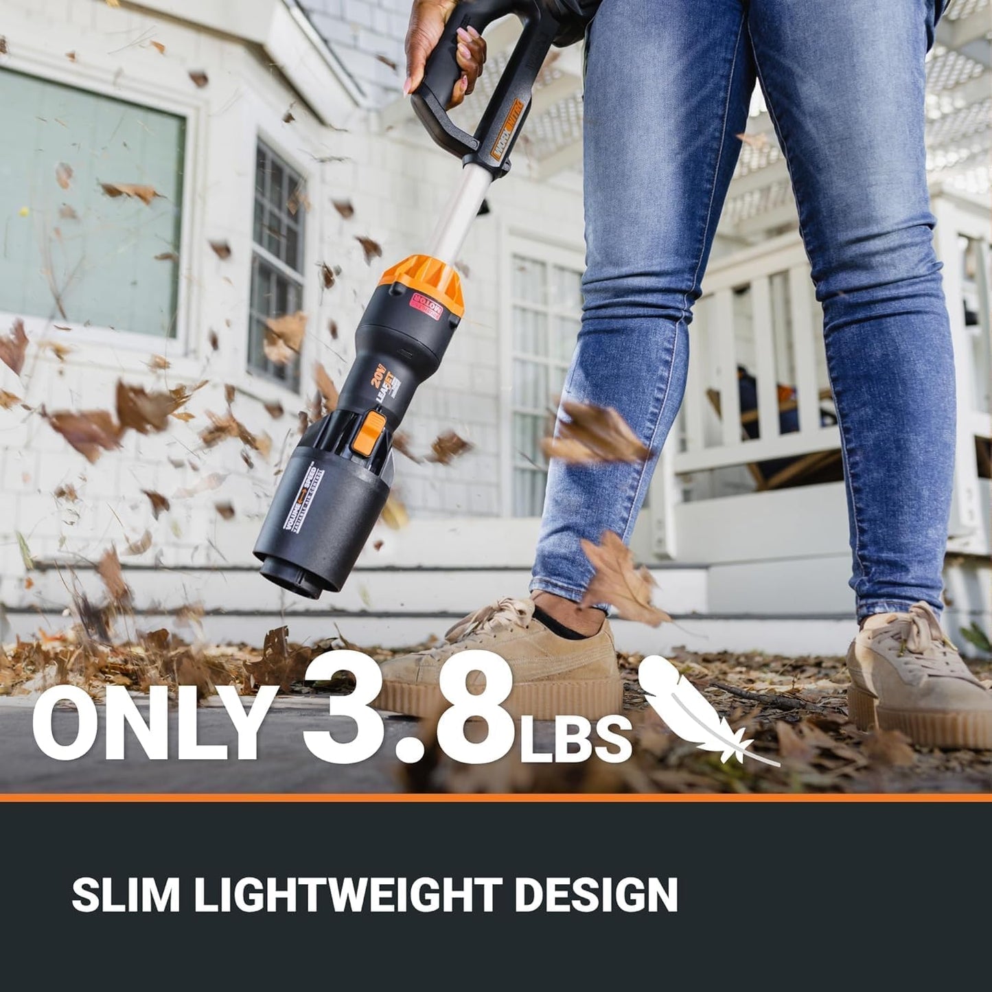 WORX Nitro WG543 20V Cordless Leaf Blower, Electric Blower with 410CFM & 130MPH, Blowers for Lawn Care with 3.8 Lbs, Battery & Charger Included