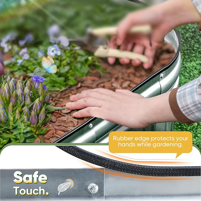 KING BIRD Raised Garden Bed Kit 2025 Upgraded Modular DIY Galvanized Planter Garden Box Outdoor for Gardening, Vegetables, Flowers, Elegant Roman Column Design, 47x24x24 in, Silver