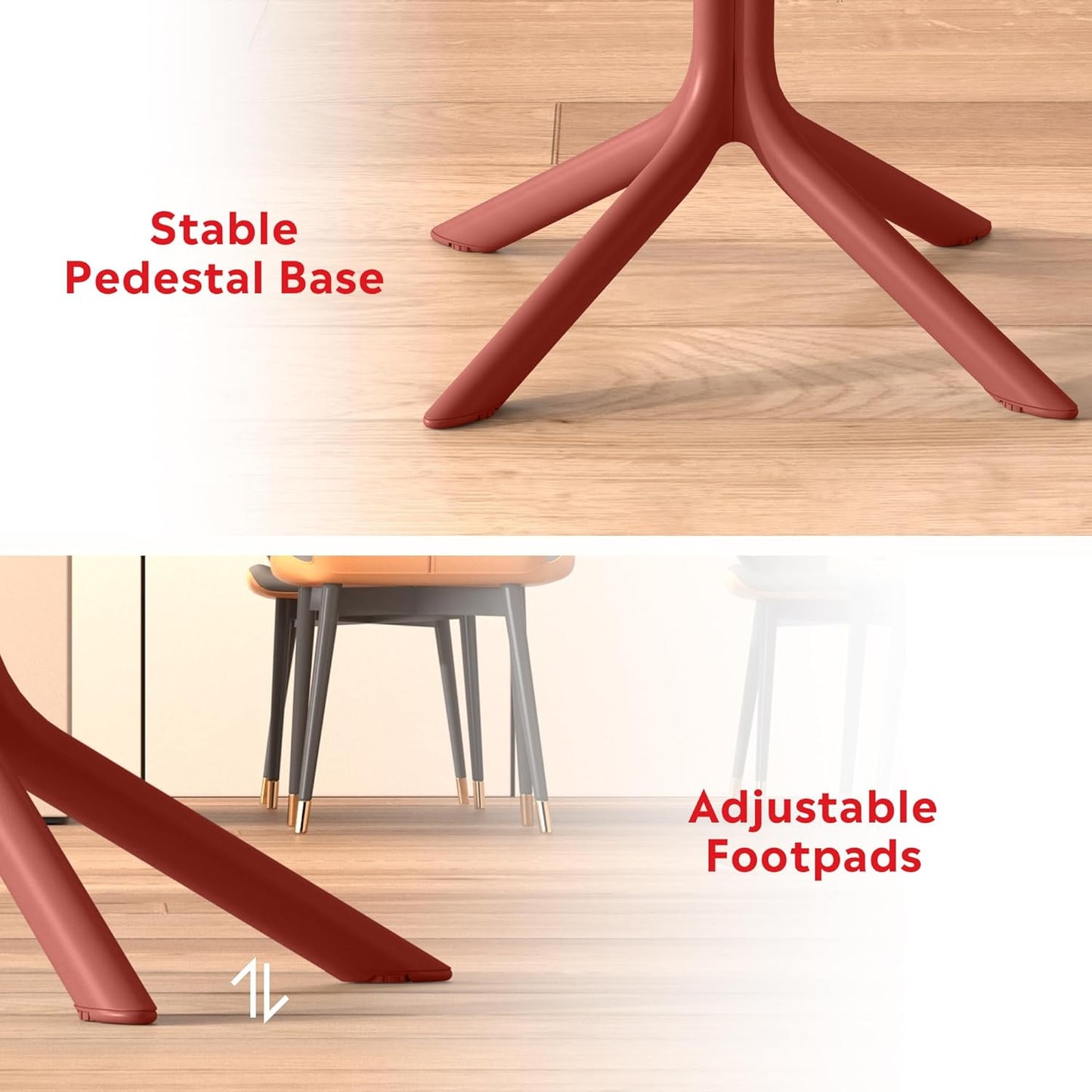 5-Piece Outdoor Dining Set, HDPE Patio Square Bistro Table and Stackable Chairs Sets for 4, Outdoor Furniture All Weather for Backyard Poolside, Red