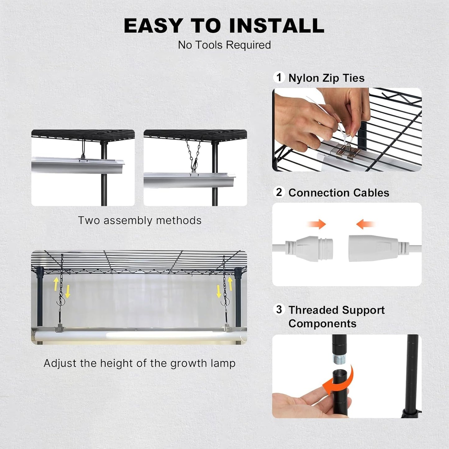 VEVOR DIY Plant Stand with Grow Light, 6-Tier Large Tall Plant Shelf with 192W 5000K Full Spectrum Grow Lights, Indoor Grow Light Shelf with Wheels for Seed Starting 29.5" L x 13.8" W x 70.9" H