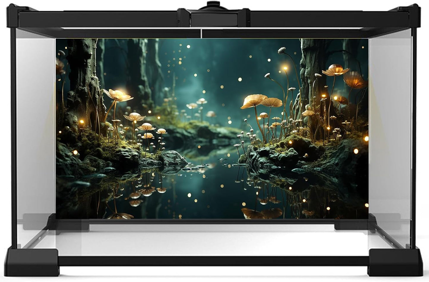 Fantasy Aquarium Background Rock Flowers Tranquil Water Scene Terrarium Backdrop Fantasy Lights Fish Tank Background Reptile Habitat Backdrop Aquarium Poster Wallpaper Decor Vinyl 30x18in