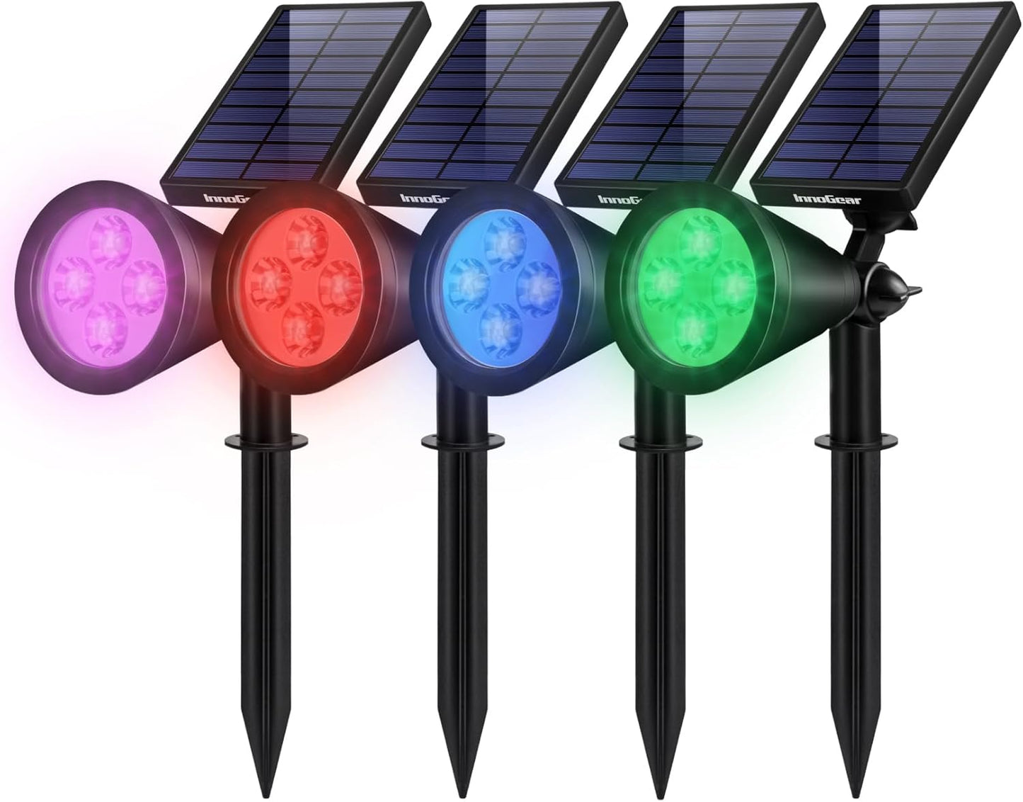 InnoGear Solar Lights Outdoor Waterproof Solar Garden Light for Outside Yard Landscape Lighting Pathway Spot Lights Spotlight Wall Light Auto On/Off, Pack of 4 (Red, Green, Violet Purple, Blue)