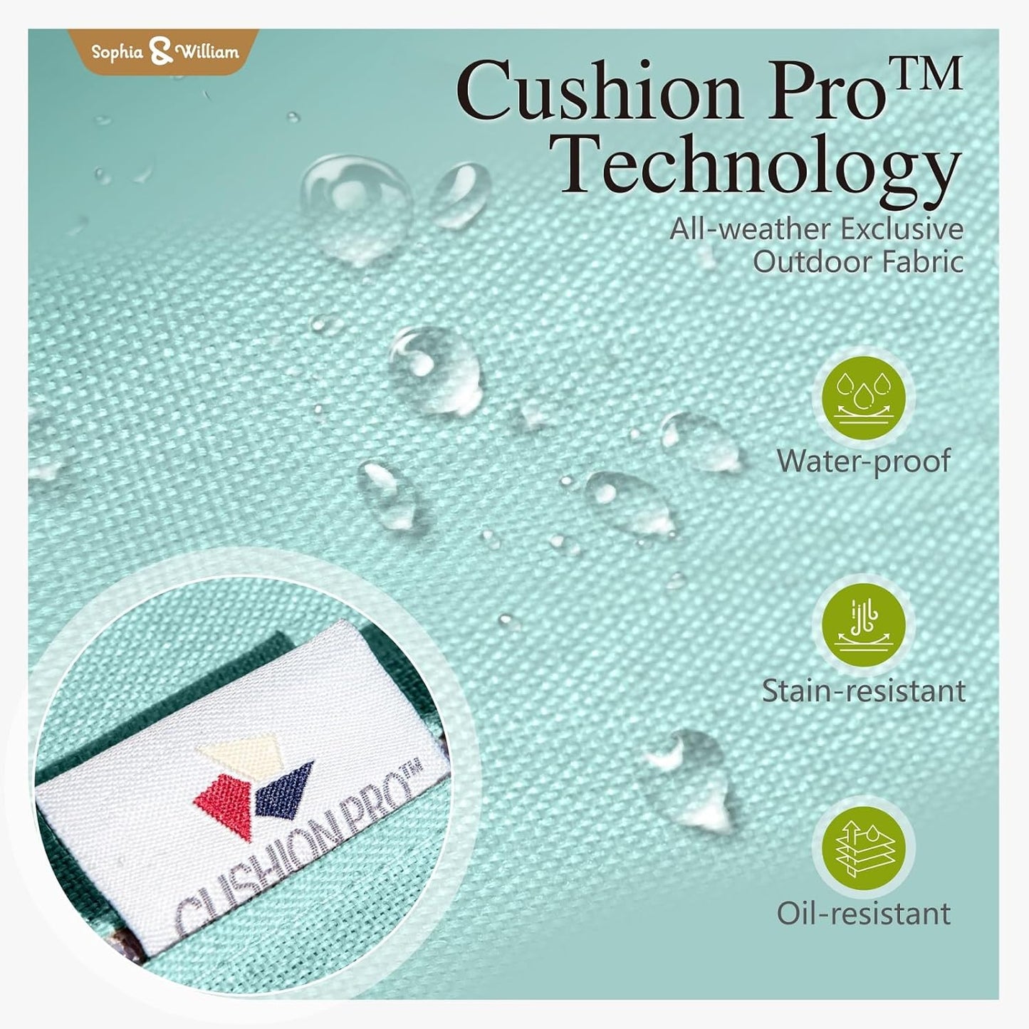 Sophia & William Patio Furniture Set with Fire Pit Table, 9 Piece Half Moon Outdoor Wicker Sectional Sofa Set, Rattan Conversation Set with 56-Inch Fire Pit Table & Ottoman (Aqua Blue)