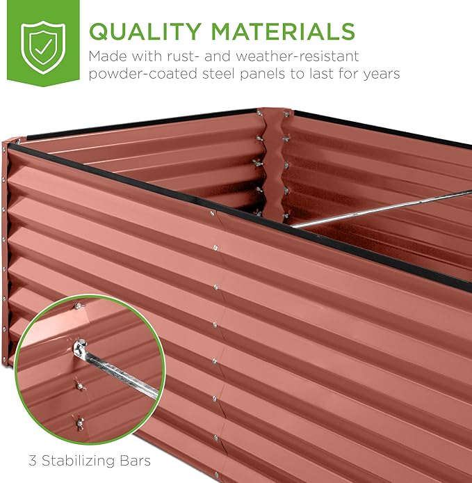 Best Choice Products 8x4x2ft Outdoor Metal Raised Garden Bed, Deep Root Planter Box for Vegetables, Flowers, Herbs, and Succulents w/ 478 Gallon Capacity - Terracotta