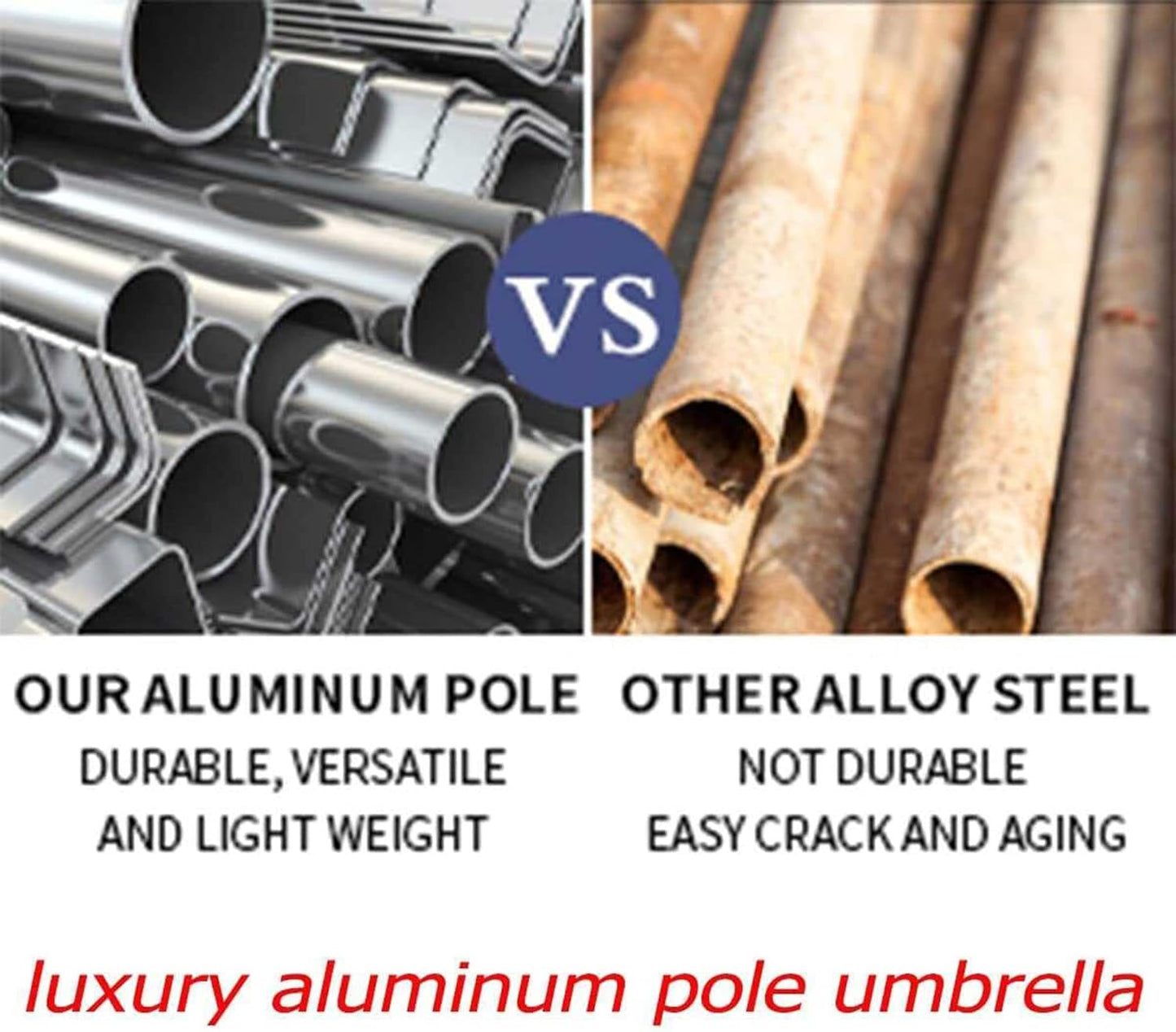 Aok Garden 7.5 ft Patio Umbrella Outdoor Market Umbrella Tilt Button and Crank 6 Ribs for Deck Lawn Pool& Backyard