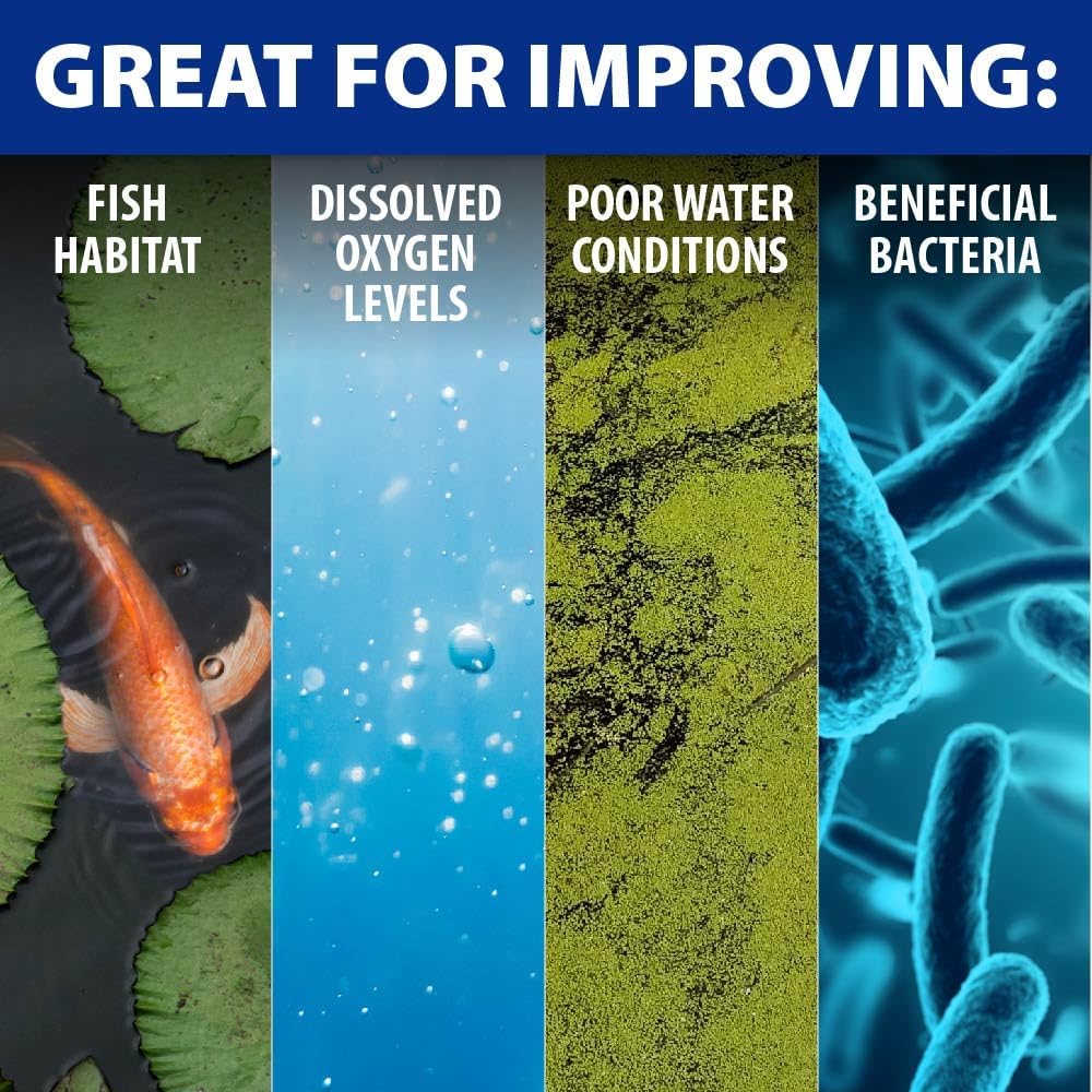 The Pond Guy Pond Aerator 1, Complete Aeration Kit, Add Oxygen to Koi & Fish Water Garden Ponds, Outdoor Diaphragm Compressor Pump, Air Line, Faux Grey Stone Rock Cover & 1 Submersible Diffuser Stick