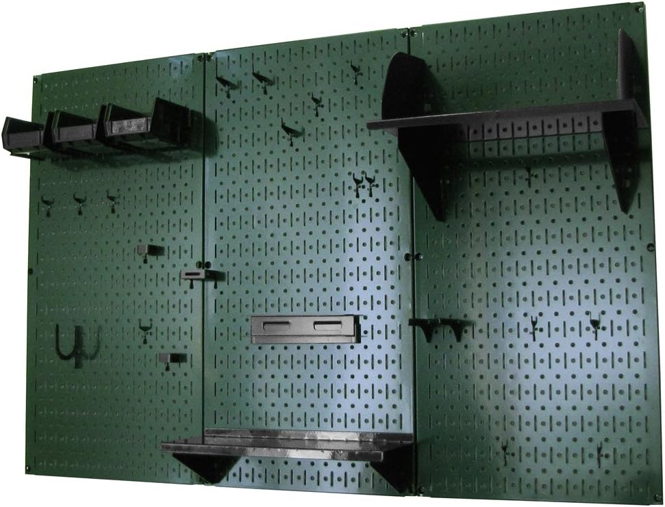 Wall Control Pegboard Organizer 4 ft. Metal Pegboard Standard Tool Storage Kit with Green Toolboard and Black Accessories