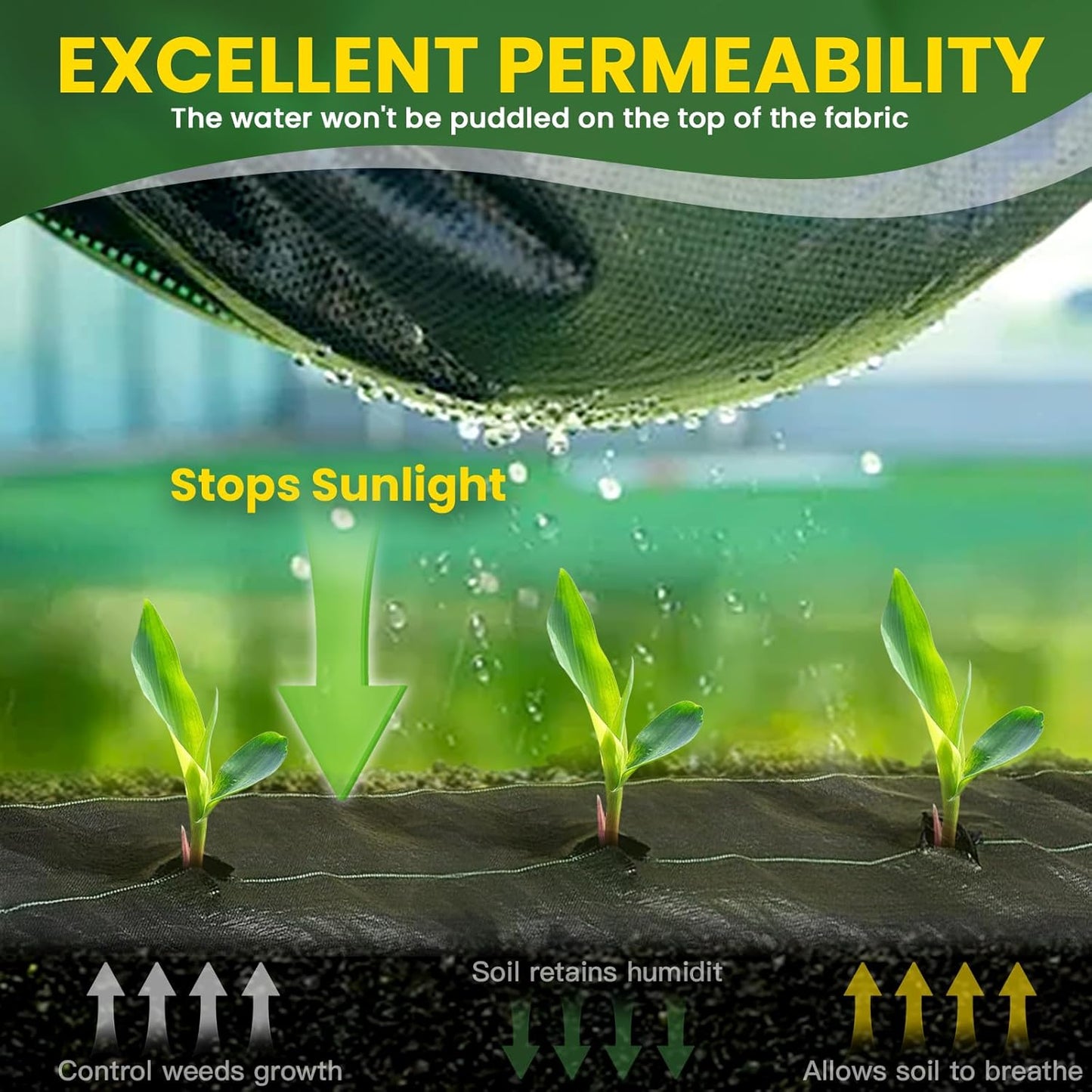 KAKO 6x200FT Weed Barrier Fabric, Heavy Duty Weed Barrier Landscape Fabric, Garden Weed Barrier Fabric, Garden Fabric Weed Barrier Weed Cloth for Landscaping Fabric, Garden Fabric, Driveway Fabric