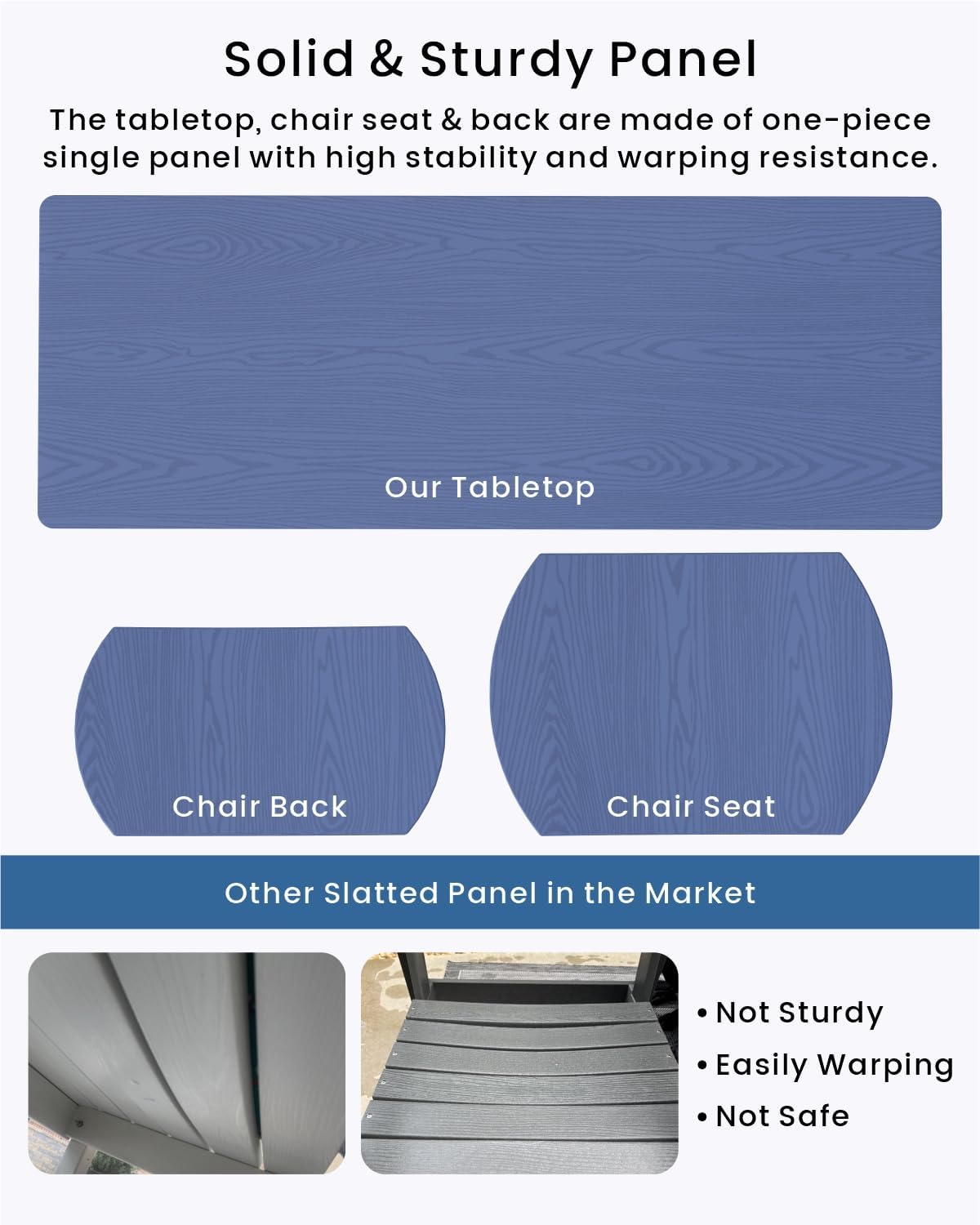 3-Piece Outdoor Patio Bar Table and Chairs Set, All-Weather HDPE High Top Table with 2 Armless Bar Stools, HDPE Bar Furniture Set for Outside, Poolside, Backyard, Garden (Navy Blue)