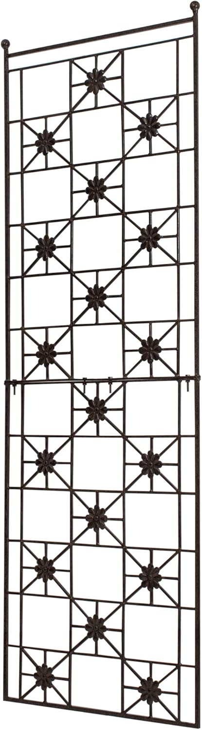 H Potter 5.5 Foot Tall Garden Flower Trellis Wrought Iron Heavy Scroll Metal Decoration Lawn Patio and Wall Decor Screen for Rose Clematis Ivy Patio Deck Wall Art