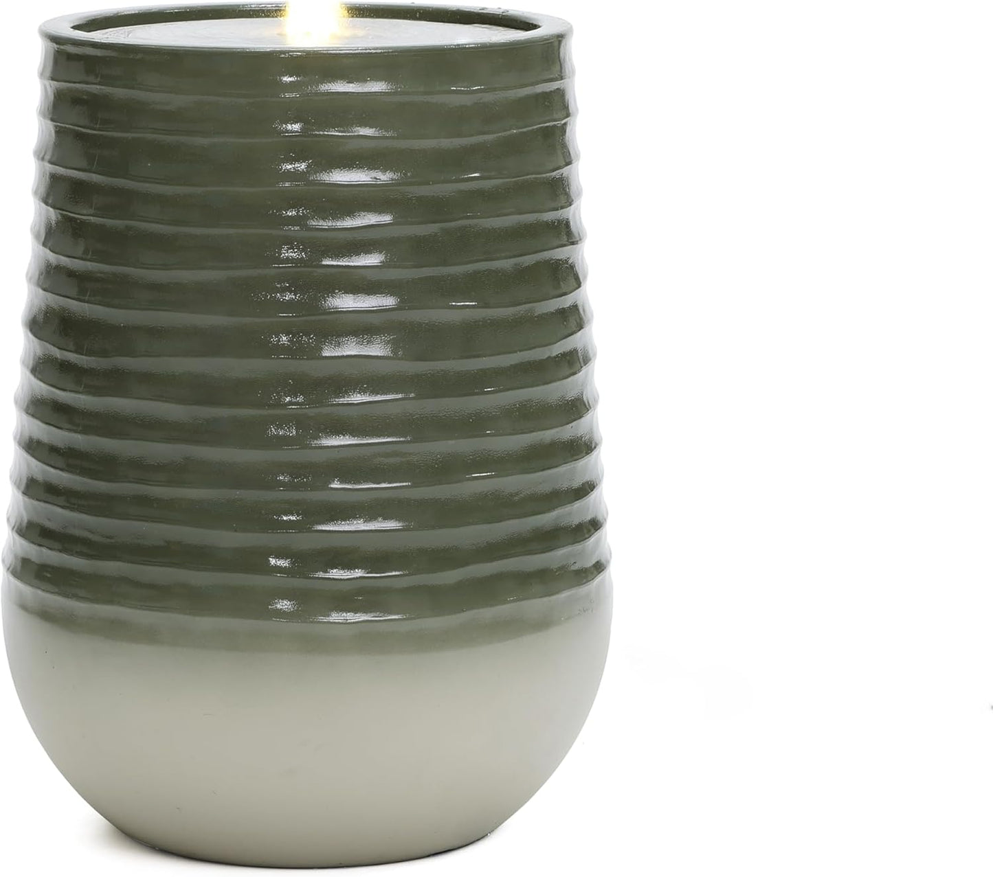 LuxenHome 28" Water Fountain Outdoor with LED Light, Modern Bubbling Garden Water Fountains with Gradient Color, Resin Outdoor Waterfall Fountains with Ceramic Like Glaze for Yard, Patio, and Porch