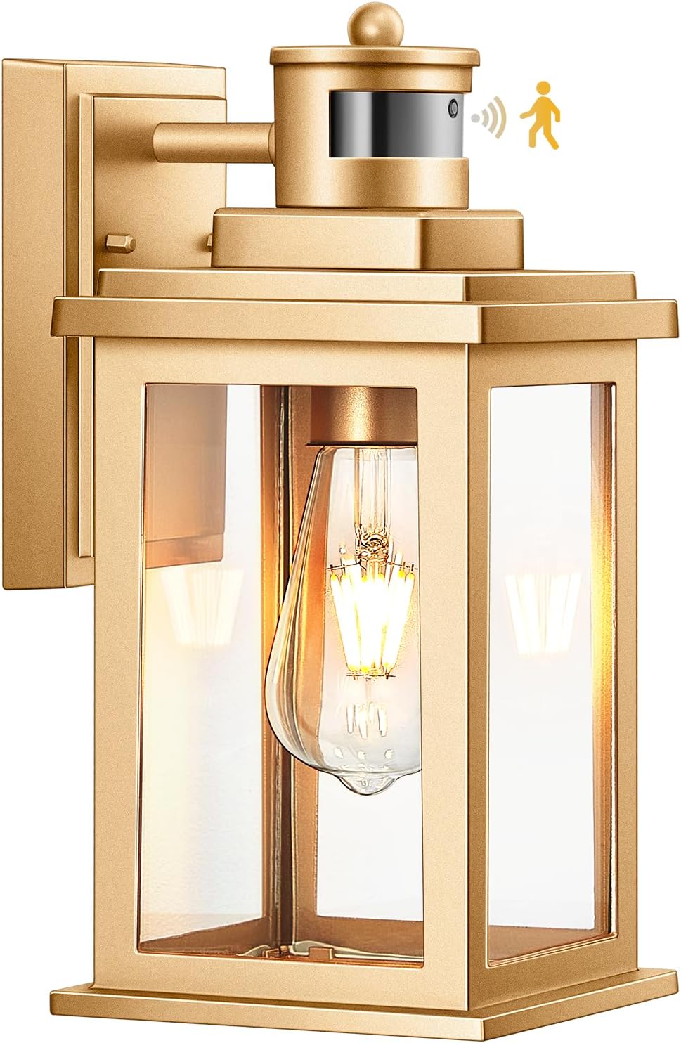 VIANIS Motion Sensor Exterior Lights for House, Dusk to Dawn Outdoor Light Fixture Lantern, Gold Waterproof Outdoor Motion Sensor Light for House, Doorway, Entryway, Garden, Hardwired, Non-Solar