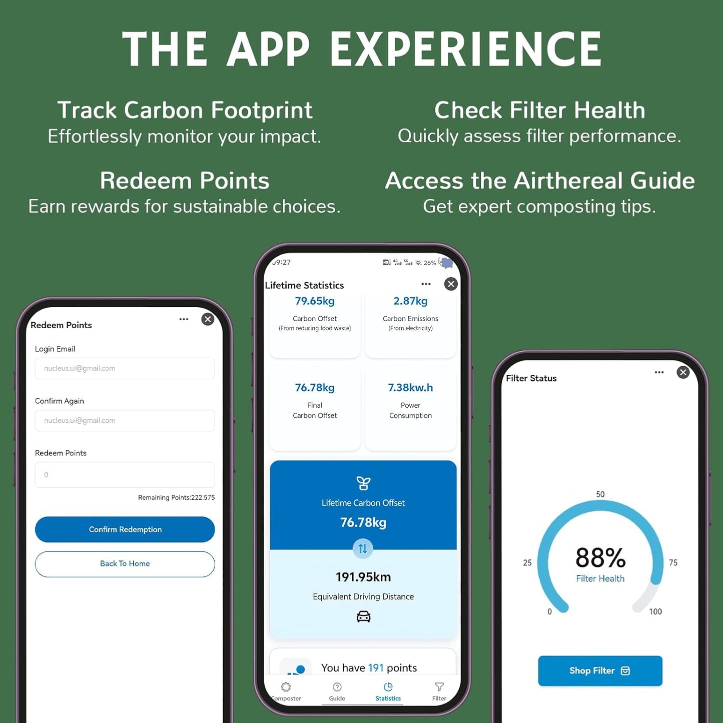 Airthereal Revive R800 5L Smart WiFi Electric Kitchen Composter - Odorless, Self-Cleaning, 3 Modes for Efficient Composting, Reduces Food Waste by 90%, App-Connected for Carbon Footprint Data