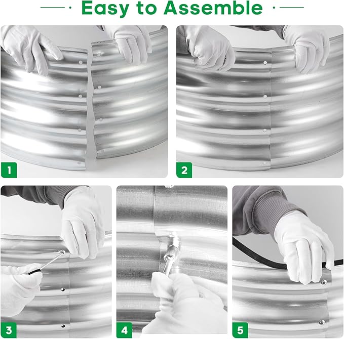 JERIA 6×3×1ft Oval Raised Garden Bed,Galvanized Raised Garden Bed Kit Outdoor Metal Gardening Planter Box for Vegetable, Fruits, Flower，Herbs