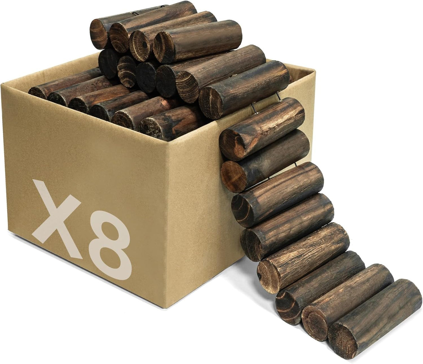 Wood Garden Fence, Natural Wooden Solid Log Edging Border Decorative for Flower Bed Barriers and Landscape Fencing (8PACK)