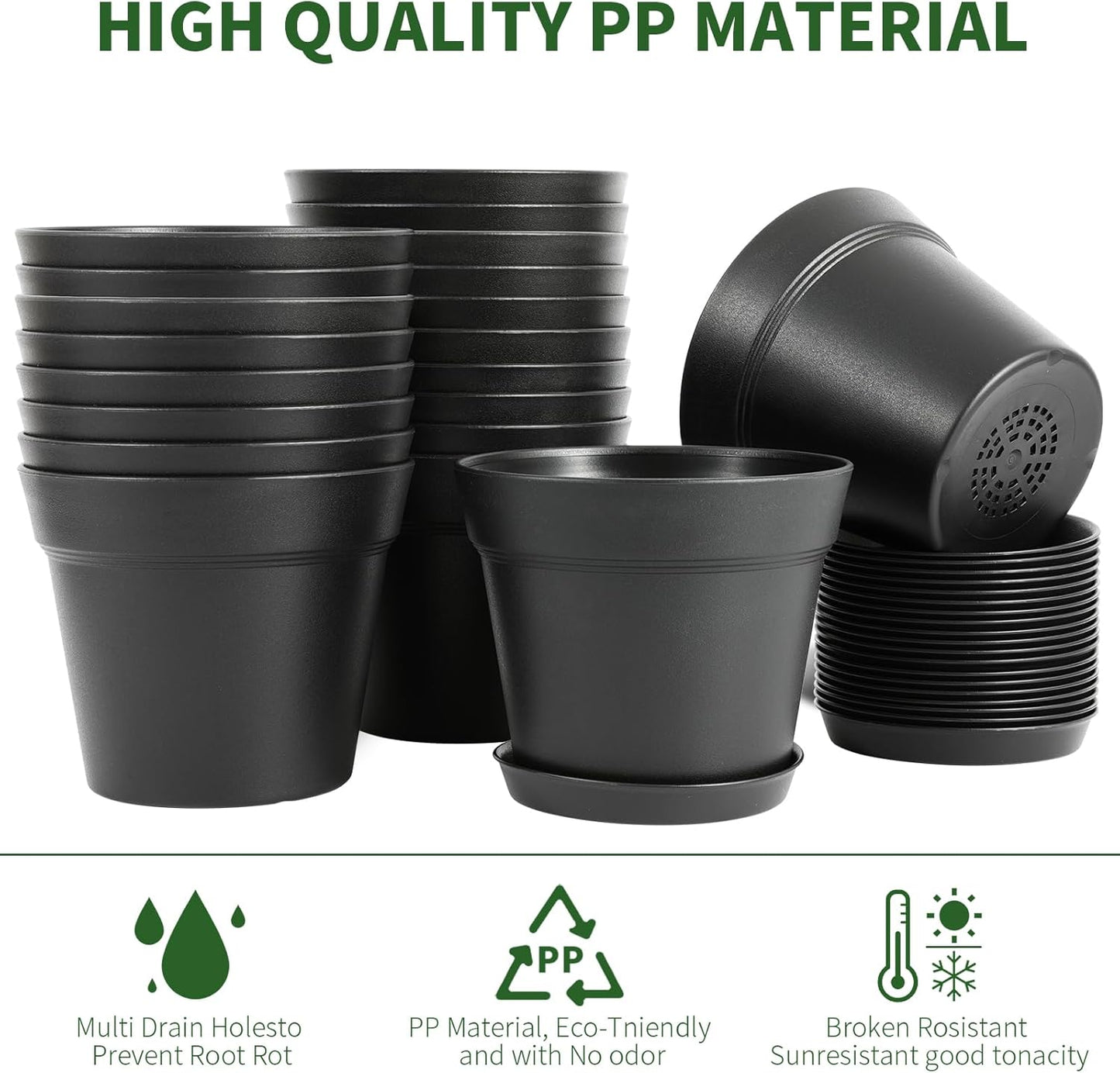 GARDIFE 20 Pack 4 inch Plant pots, planters for Indoor Plants, Flower pots, Black
