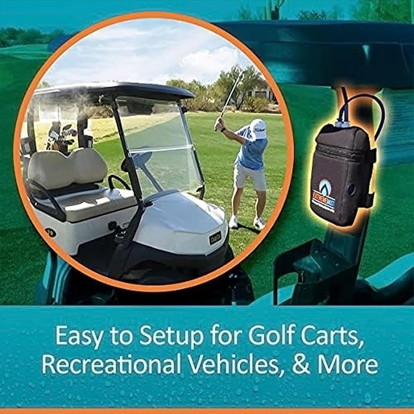 Professional Grade Portable Misting System - 4 Mist Nozzles | Pump | Easy to Setup | 16 ft. Mist Line for Outdoor Patios, Golf Carts, Greenhouses, Canopy and Decks - Cools The air up to 30°F (17°C)!