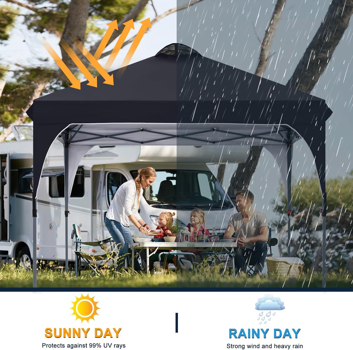 COOSHADE Pop Up Canopy Tent, 8x8 Easy Setup Instant Canopy Sun Shelter Beach Tent, Portable Sports, Black